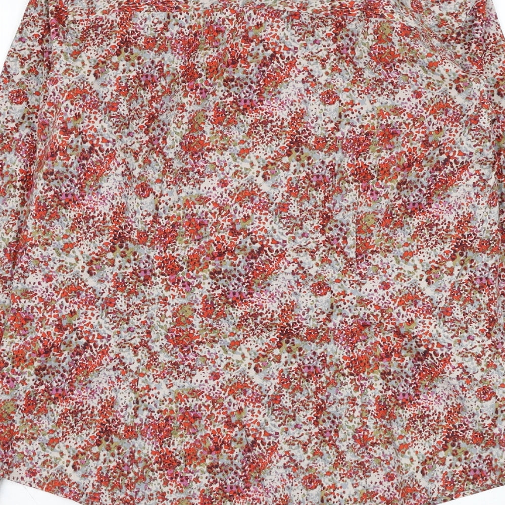 Preworn Womens Red Cotton Basic Button-Up Size S Collared