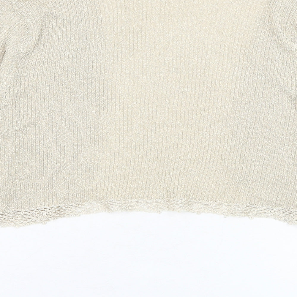 Monsoon Womens Gold Square Neck Polyester Cardigan Jumper Size 14