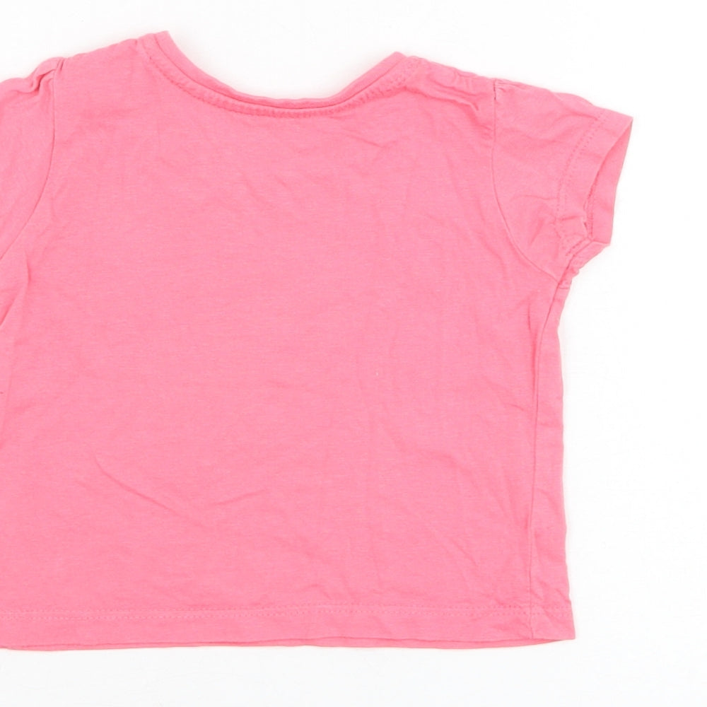Primark Girls Pink Cotton Basic T-Shirt Size 3-6 Months Round Neck Pullover - Love