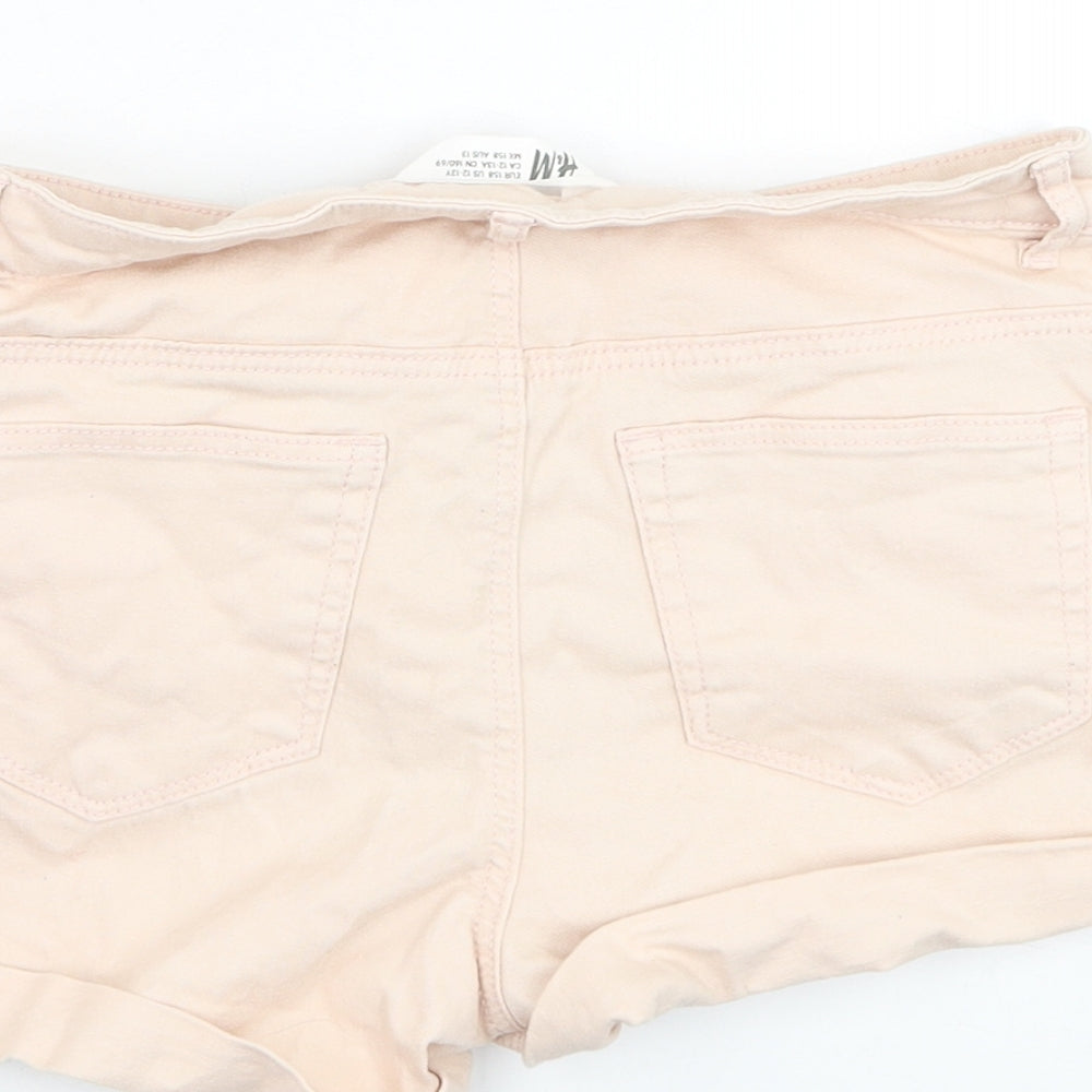 H&M Girls Pink Cotton Bermuda Shorts Size 12-13 Years Regular Zip