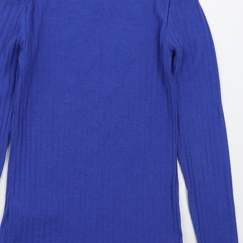 Topshop Womens Blue Mock Neck Polyester Pullover Jumper Size 8