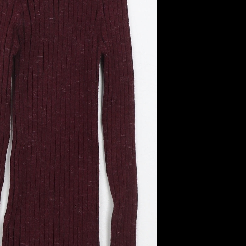 Topshop Womens Purple Mock Neck Viscose Pullover Jumper Size M