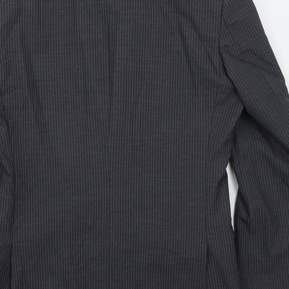 Burton Mens Blue Striped Polyester Jacket Suit Jacket Size 36
