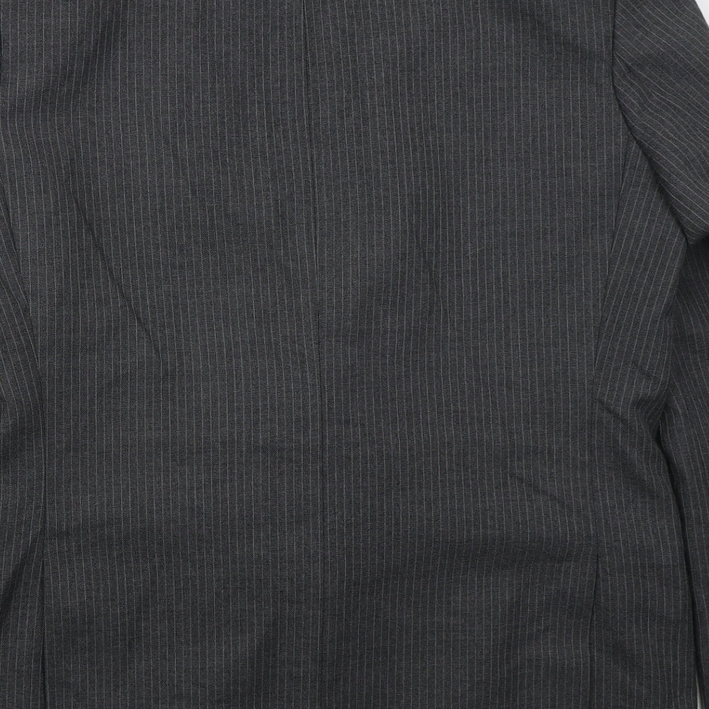 C&A Mens Grey Striped Polyester Jacket Suit Jacket Size 42