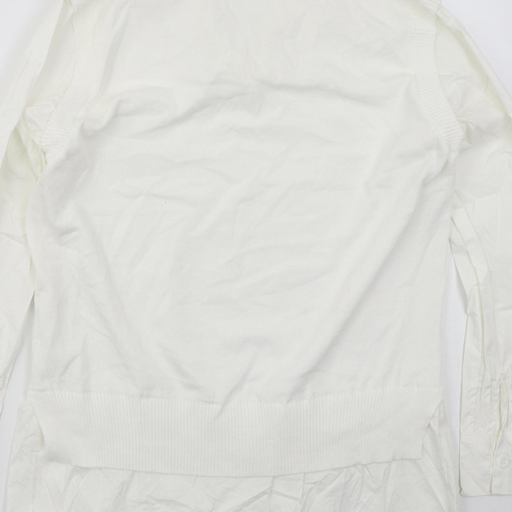 Lucce Womens White Collared Viscose Vest Jumper Size M - Vest and Shirt in one