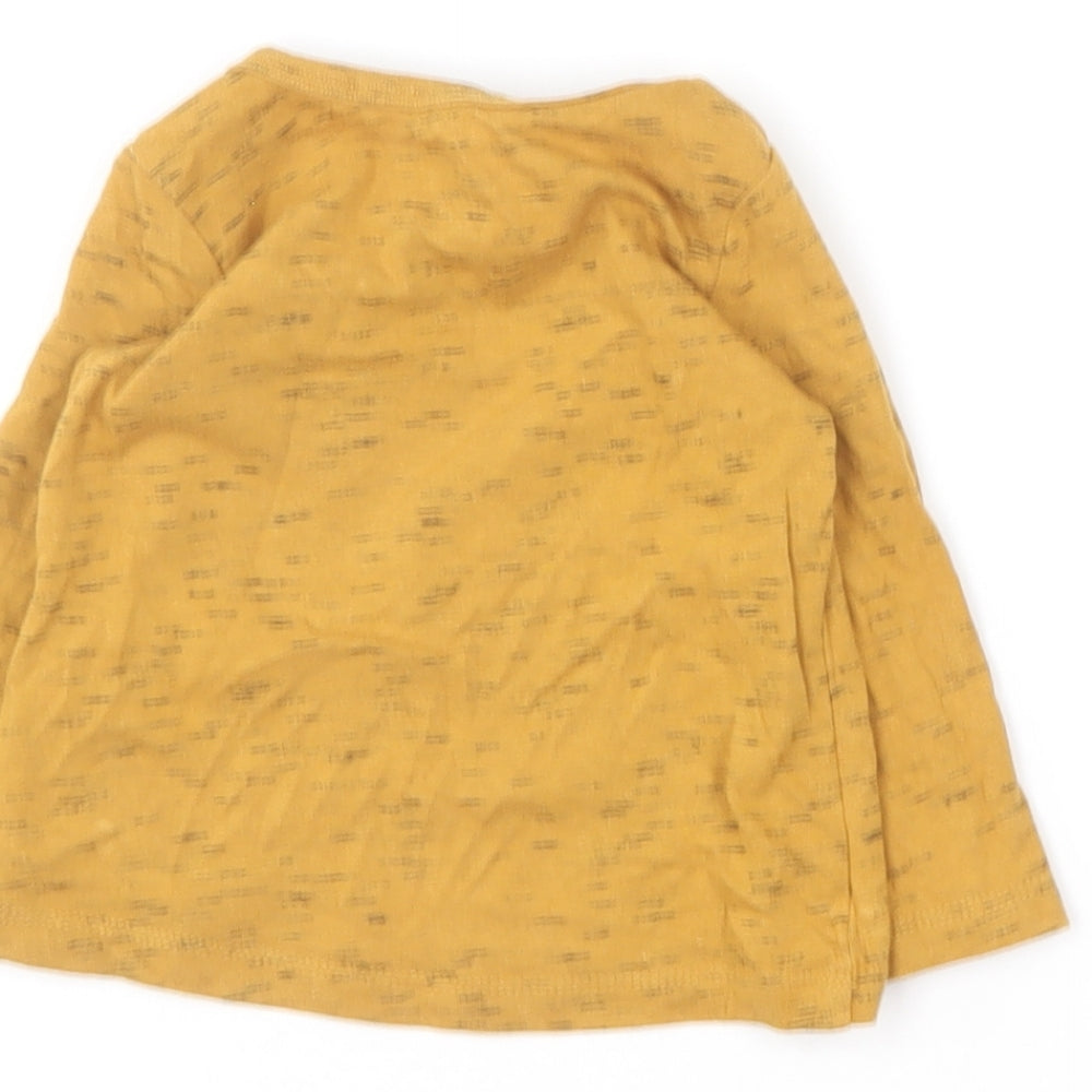 F&F Baby Yellow Cotton Basic T-Shirt Size 0-3 Months Round Neck