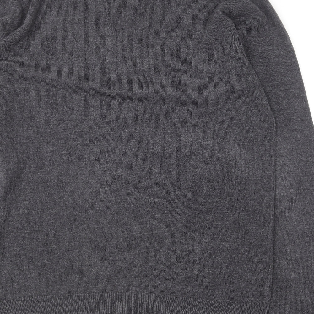 Easy Mens Grey V-Neck Cotton Pullover Jumper Size L