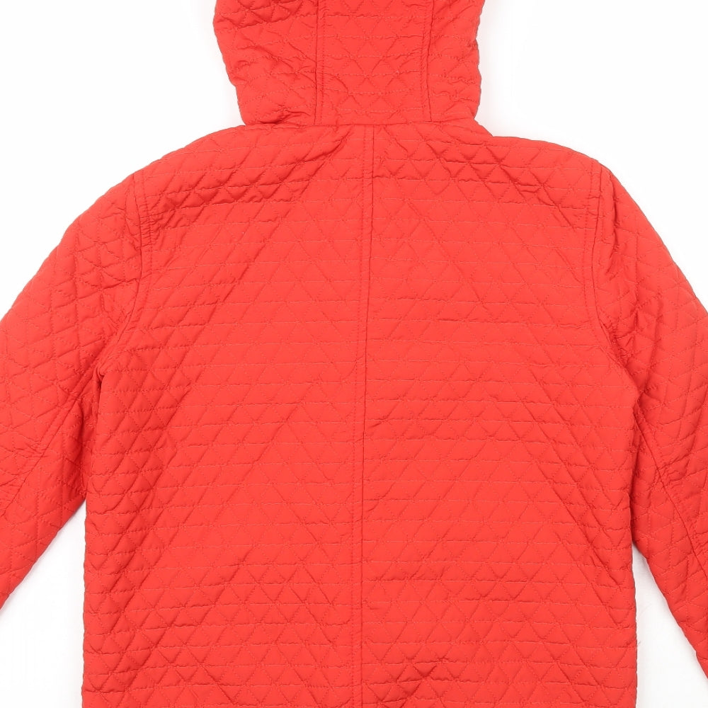 Topshop Womens Red Quilted Coat Size 8 Snap