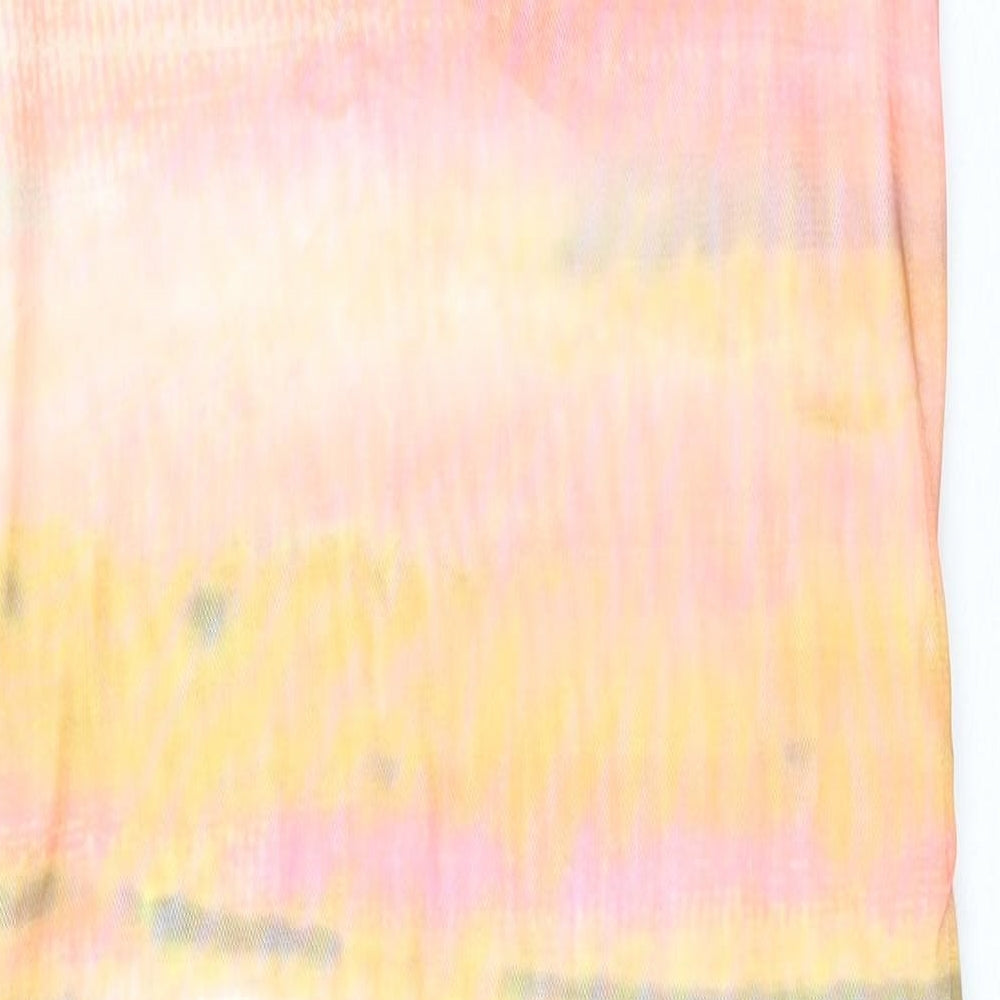 PRETTYLITTLETHING Womens Multicoloured Tie Dye Polyester Pencil Dress Size 10 Collared