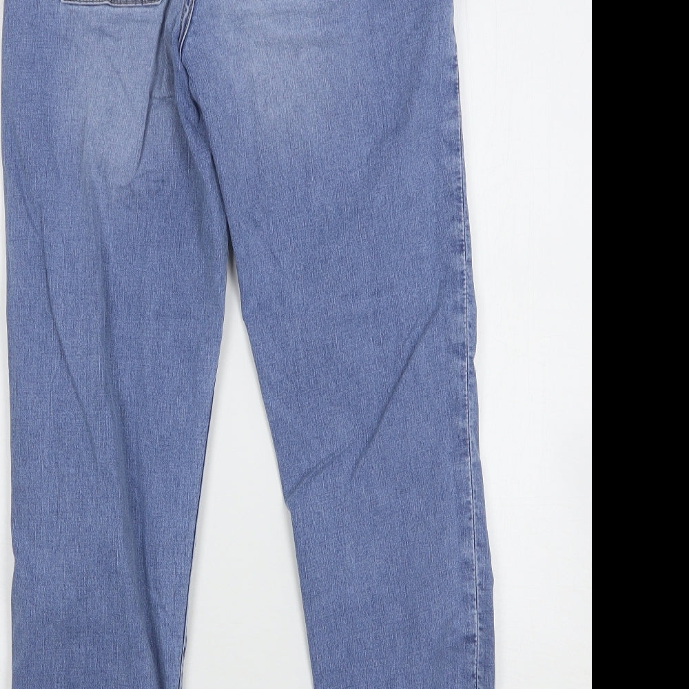 Marks & Spencer Womens Blue Cotton Straight Jeans Size 6 L27 in Regular