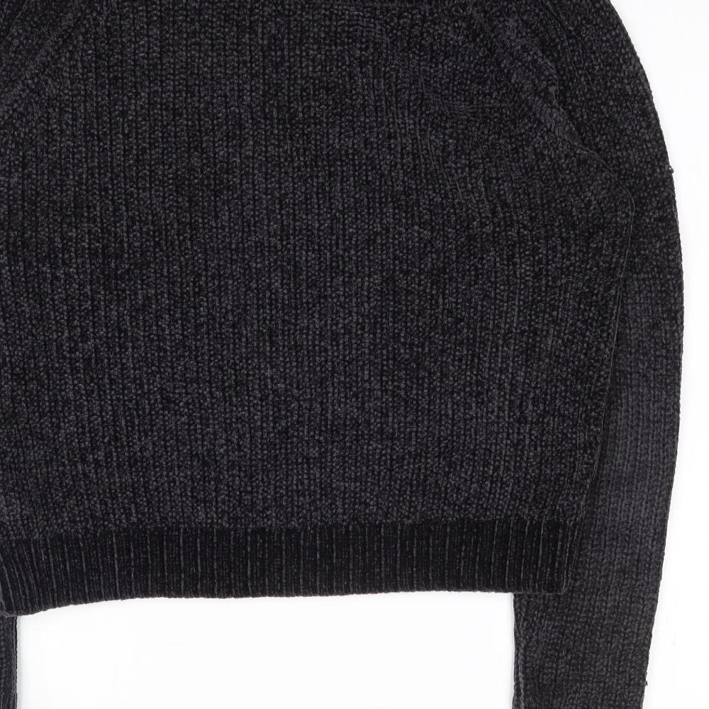 New Look Womens Grey Roll Neck Polyester Henley Jumper Size M