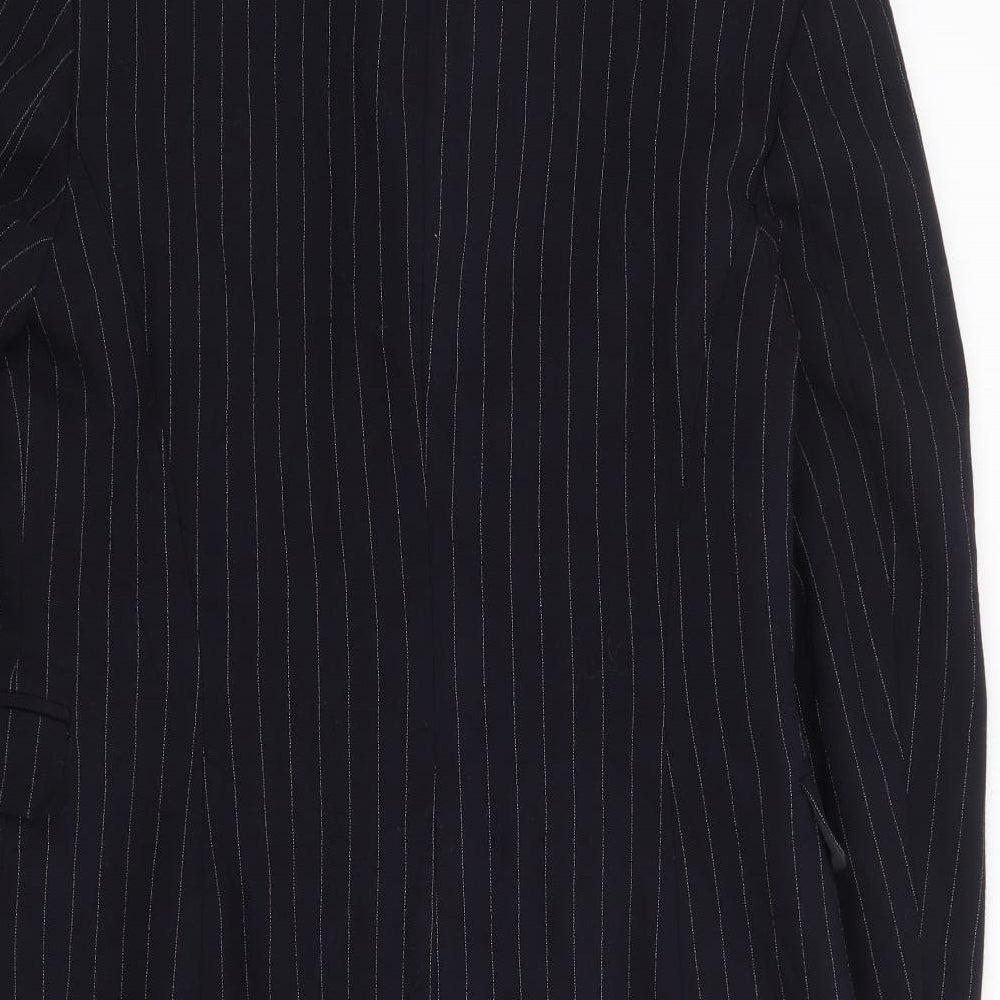 Anne Brooks Womens Blue Pinstripe Polyester Jacket Suit Jacket Size 10