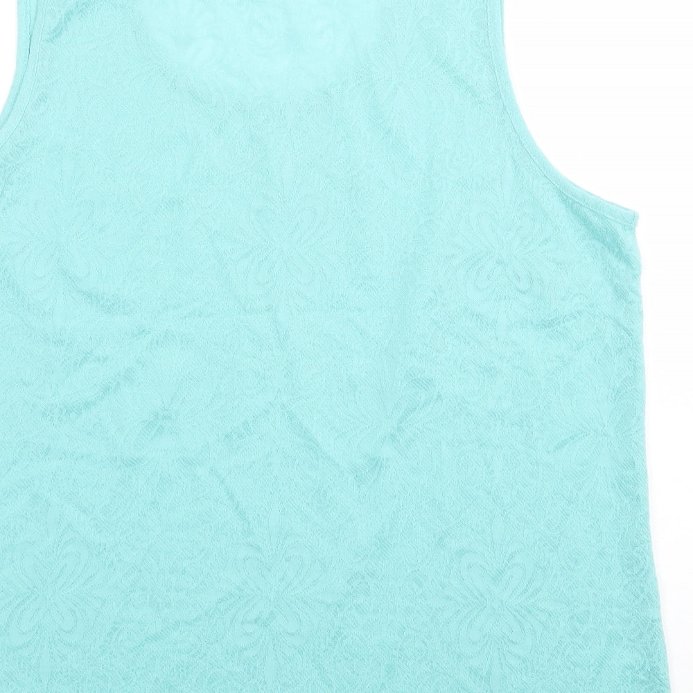 Label Be Womens Green Floral Polyester Camisole Tank Size 16 Round Neck
