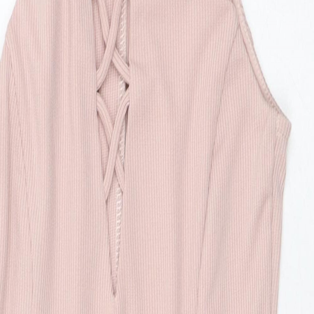 Miss Selfridge Womens Pink Polyester Bodysuit One-Piece Size 4 L10 in