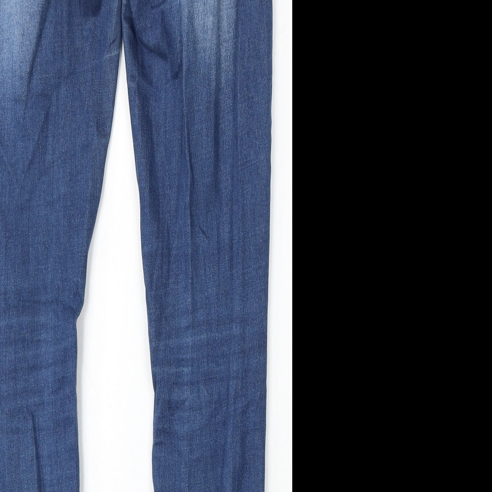 Dunnes Womens Blue Cotton Skinny Jeans Size 8 L30 in Regular Button