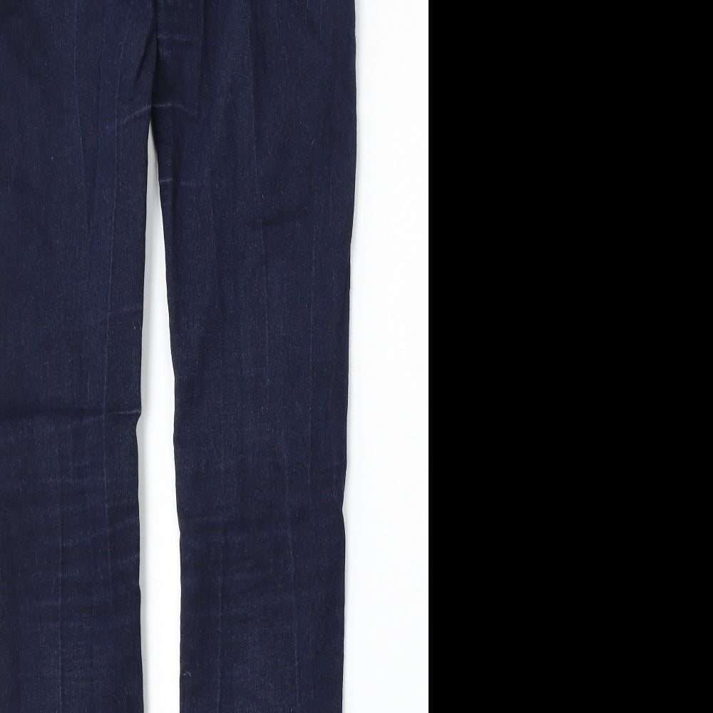 Marks & Spencer Womens Blue Cotton Skinny Jeans Size 8 L29 in Regular Button