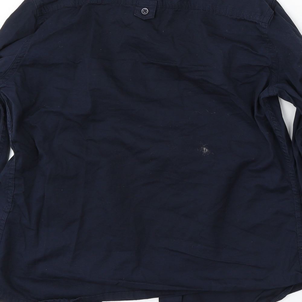 Russell Womens Blue Cotton Basic Button-Up Size S Collared