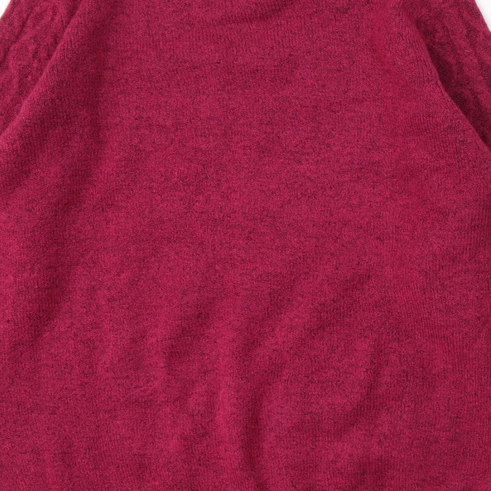 Isle Essentials Womens Purple Mock Neck Acrylic Pullover Jumper Size M