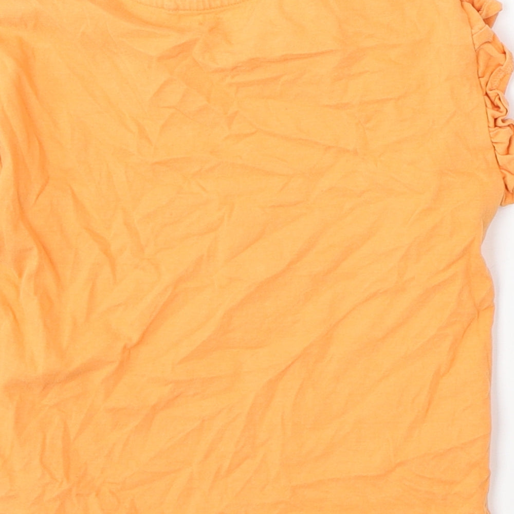 NEXT Girls Orange Cotton Basic T-Shirt Size 5 Years Round Neck