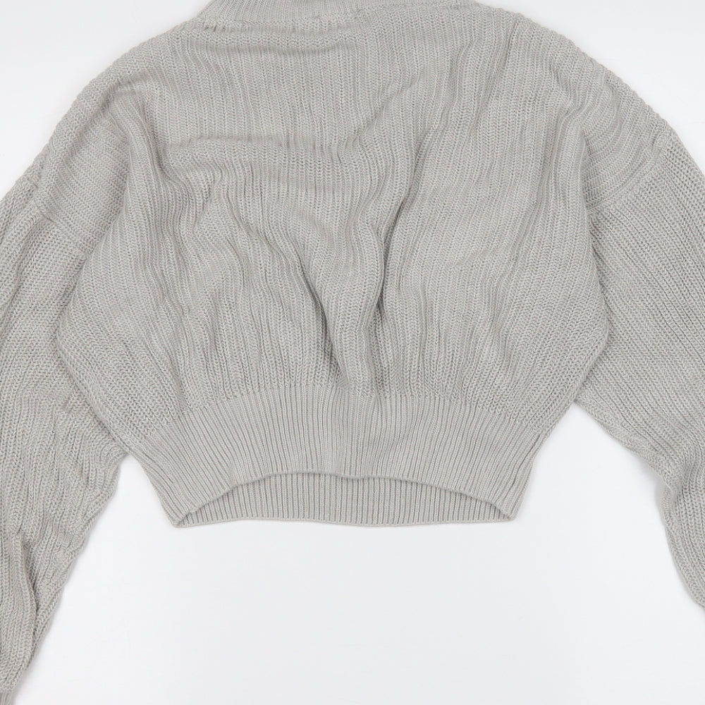 Nakd Womens Grey Mock Neck Acrylic Pullover Jumper Size S