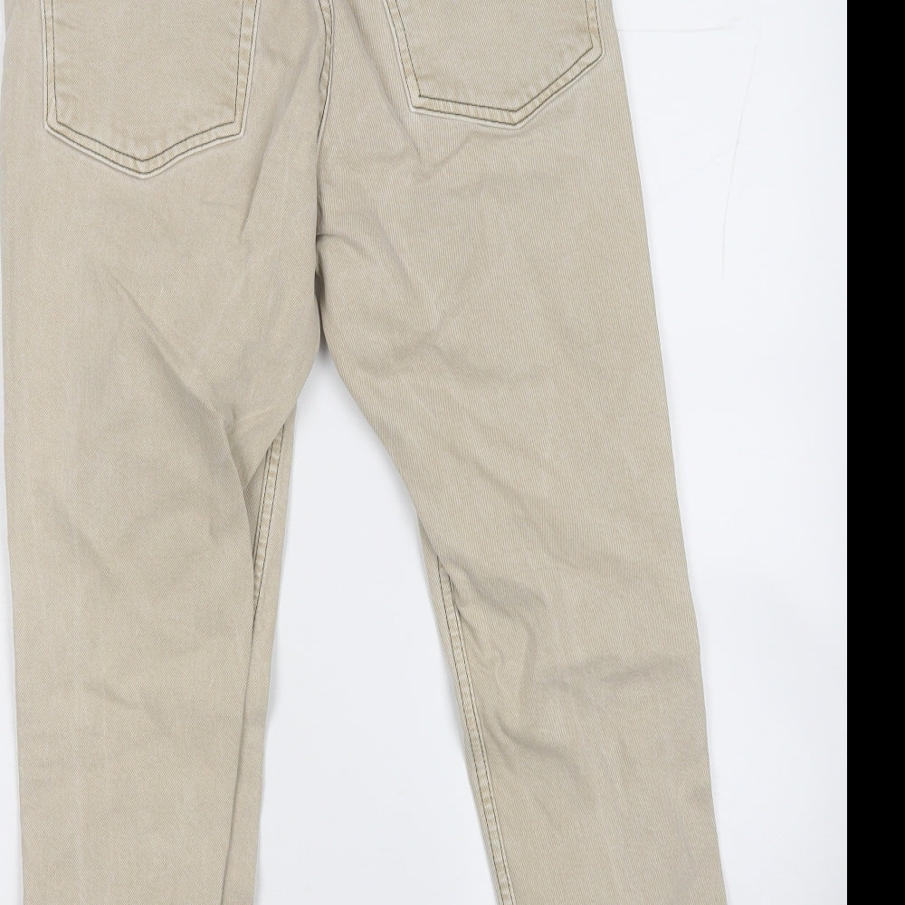 Topshop Womens Beige Cotton Straight Jeans Size 30 L23 in Regular