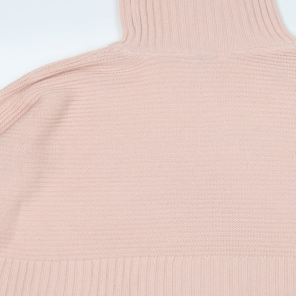 Miss Selfridge Womens Pink Roll Neck Acrylic Pullover Jumper Size 10