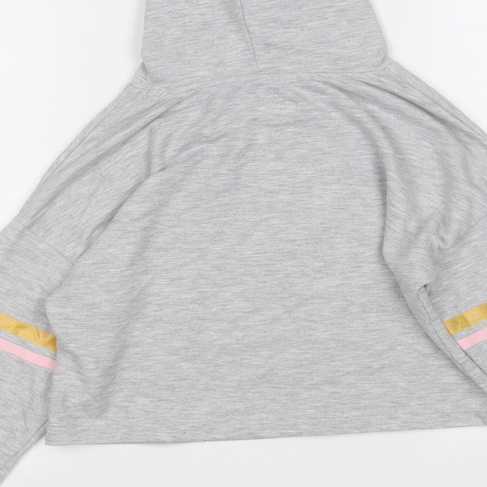 Sienna Dazzel Womens Grey Acrylic Pullover Hoodie Size S - Chicago
