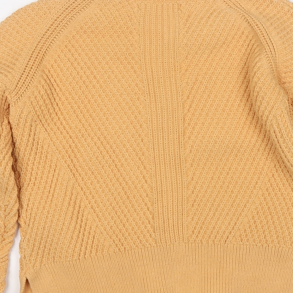 Marks & Spencer Womens Yellow Round Neck Cotton Pullover Jumper Size S