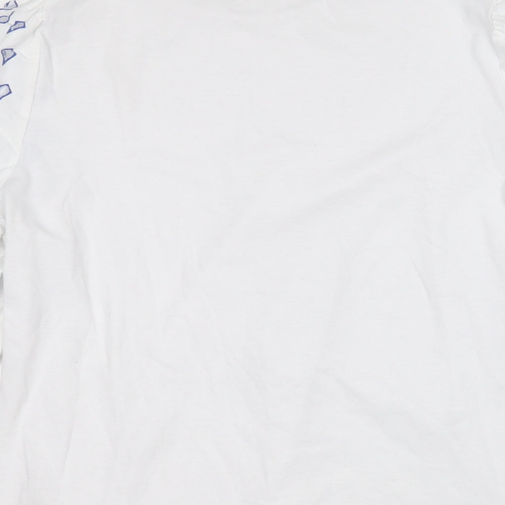Gallery Womens White Geometric Cotton Basic Polo Size M Round Neck