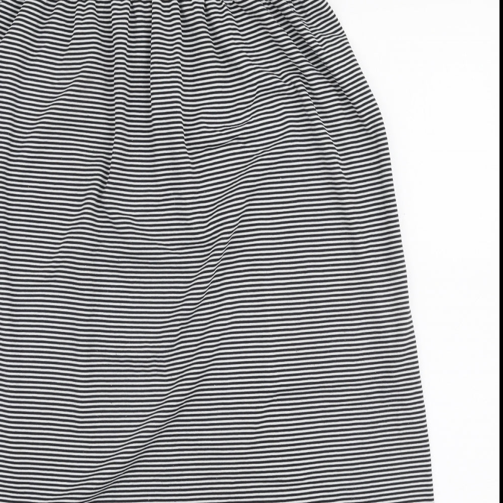 Janina Womens Black Striped Polyester Skater Dress Size L Off the Shoulder Pullover - Strapless