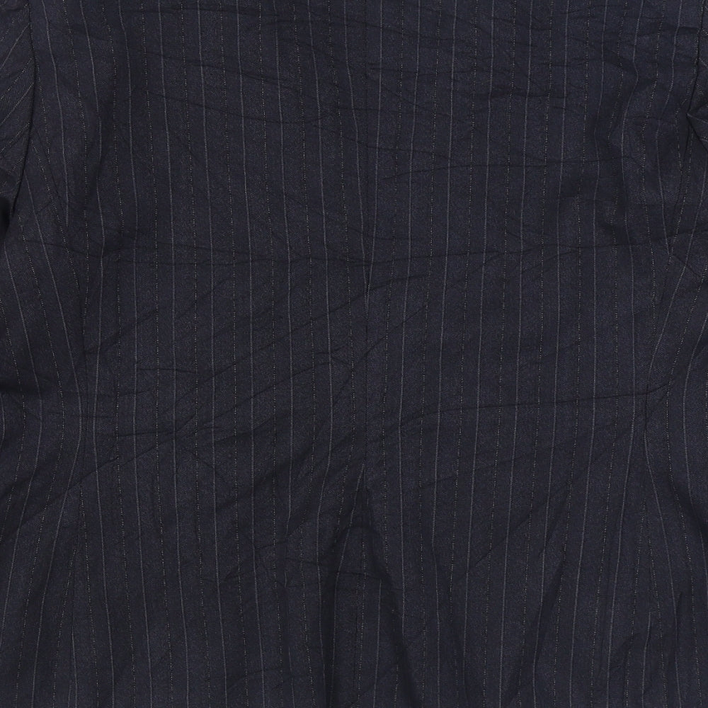 AMARANTO Womens Blue Striped Jacket Blazer Size 18 Button