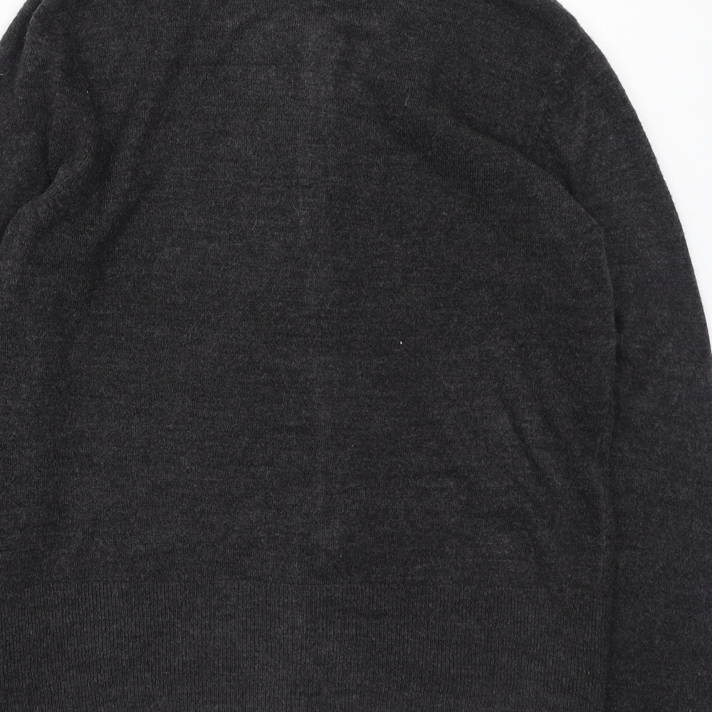 South Womens Grey Round Neck Acrylic Cardigan Jumper Size 16
