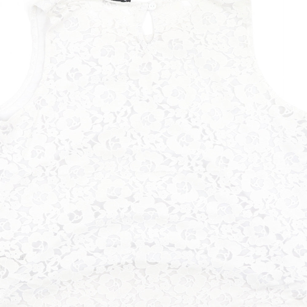 Topshop Womens Ivory Polyester Camisole Tank Size 10 Round Neck