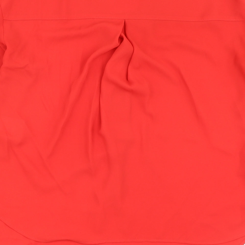 Warehouse Womens Red Polyester Basic Blouse Size 10 V-Neck