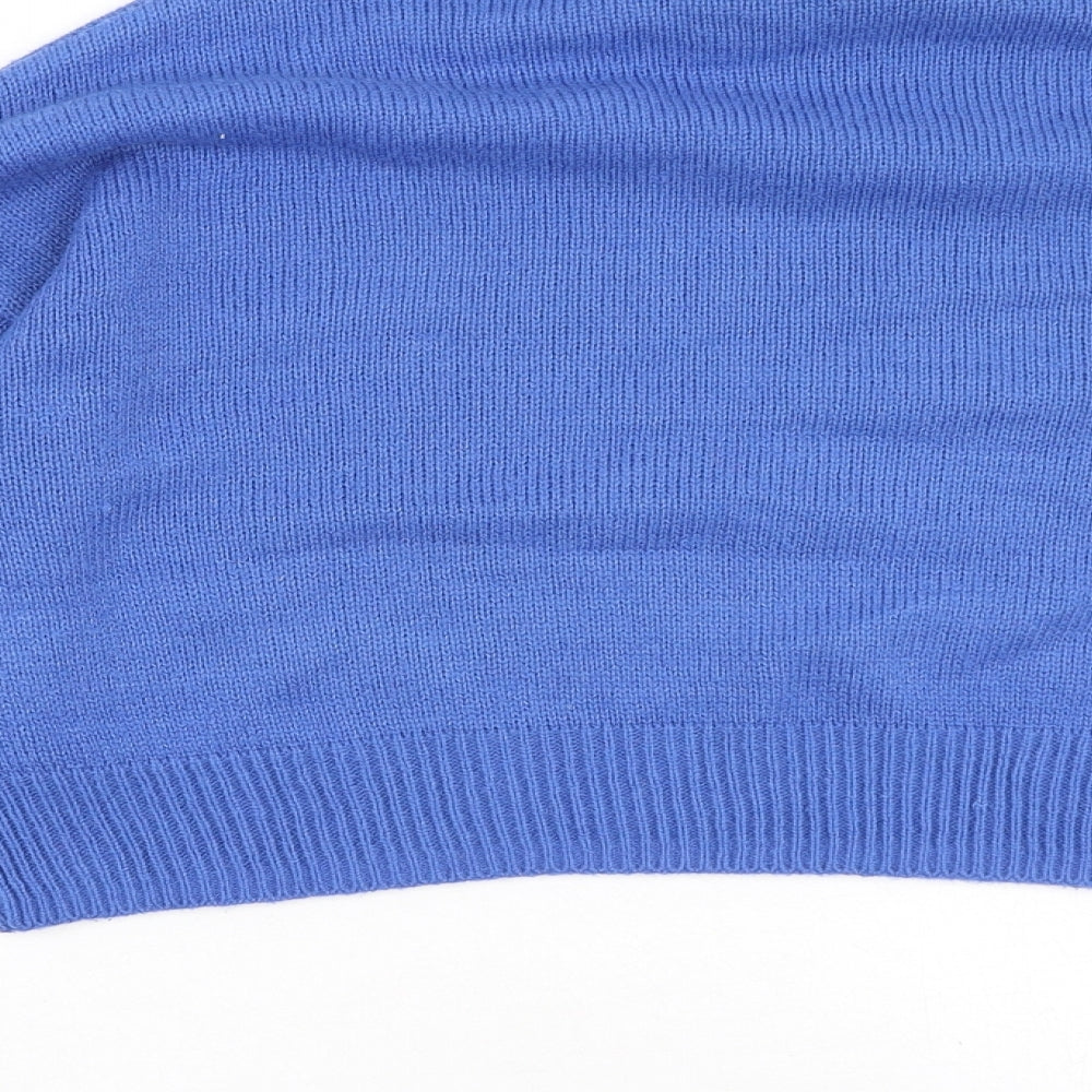 Divided Womens Blue Round Neck Acrylic Pullover Jumper Size S