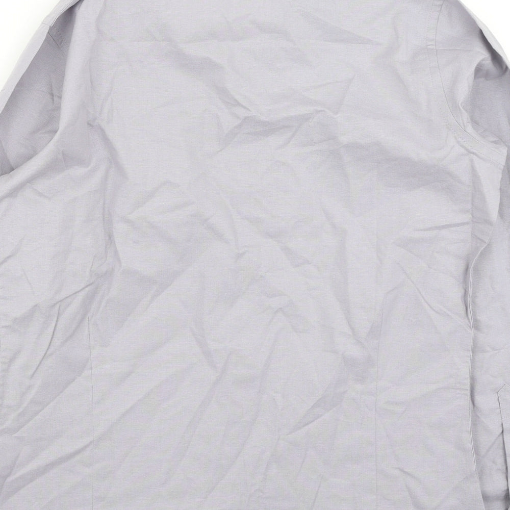 Premier Womens Grey Cotton Basic Button-Up Size 10 Collared
