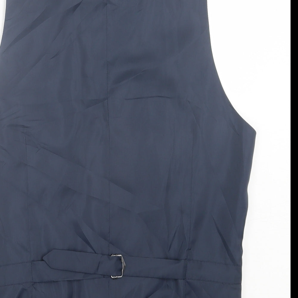 Marks & Spencer Mens Blue Wool Jacket Suit Waistcoat Size S
