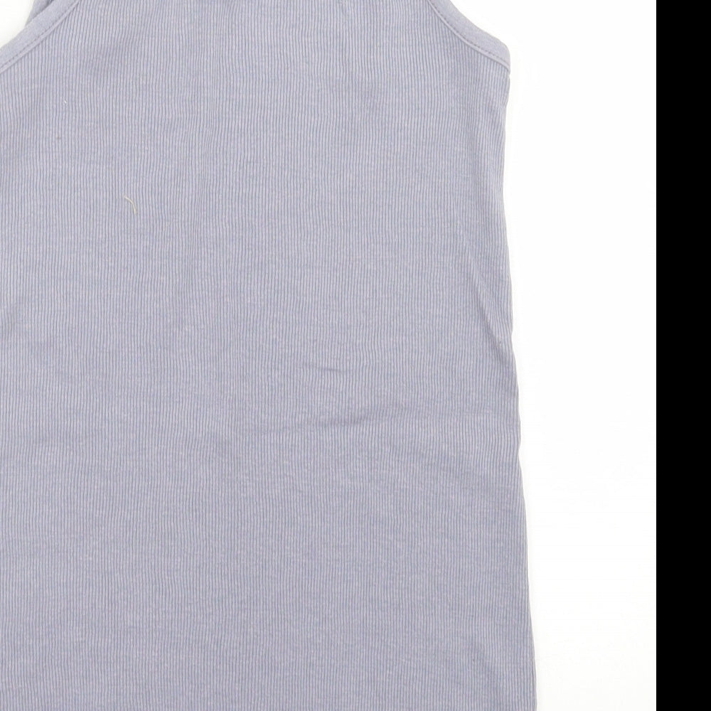 Boohoo Womens Purple Cotton Basic Tank Size 10 Square Neck