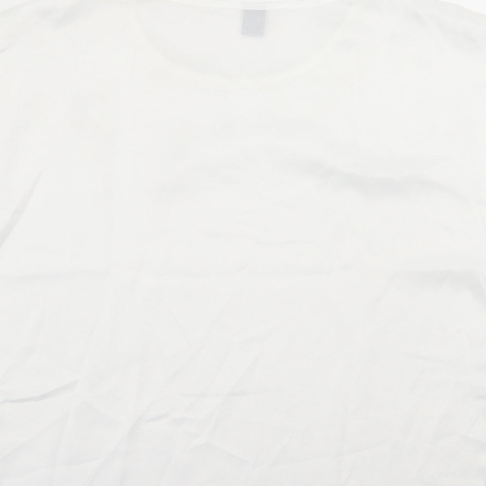 SheIn Womens White Polyester Basic T-Shirt Size L Crew Neck