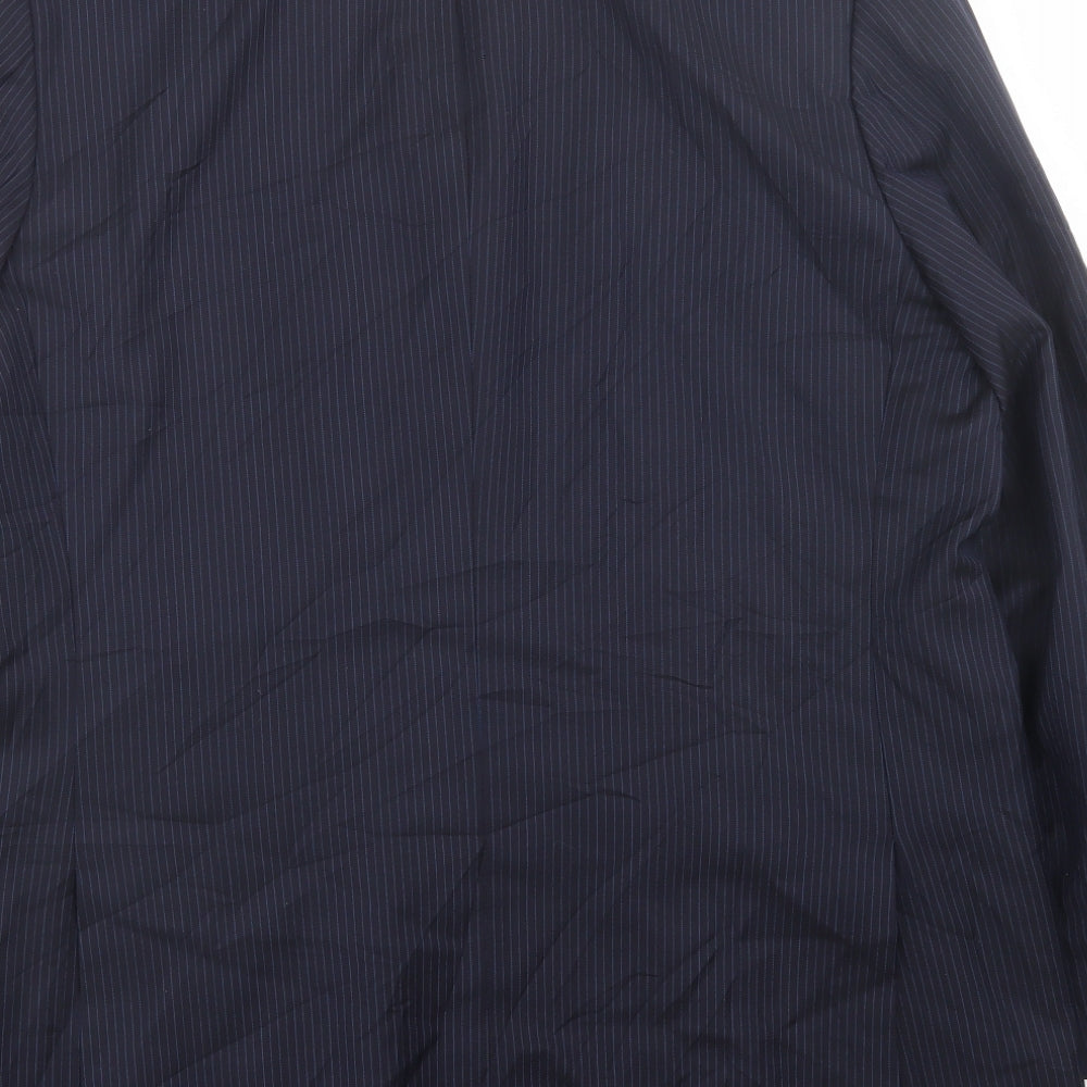 WILLIAM CHENG & SON Mens Blue Striped Polyester Jacket Suit Jacket Size 44