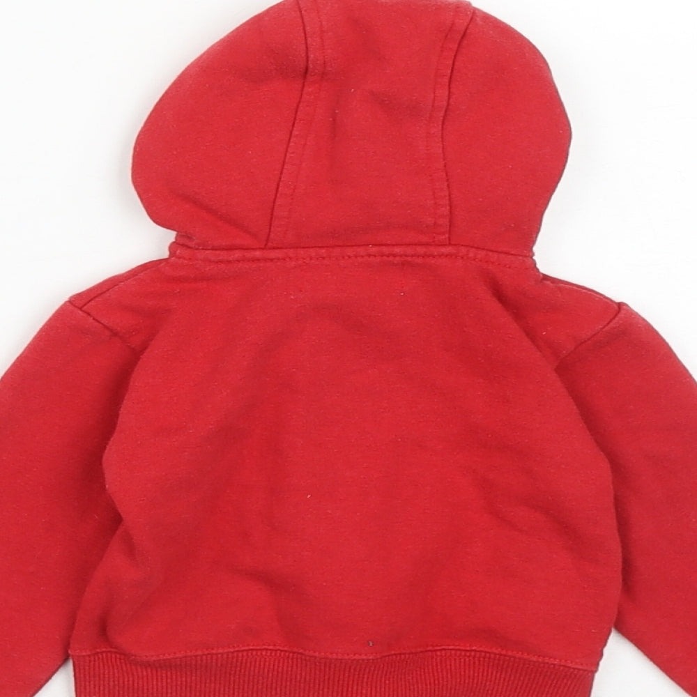 Earlydays Girls Red Cotton Basic Button-Up Size 9-12 Months V-Neck Zip