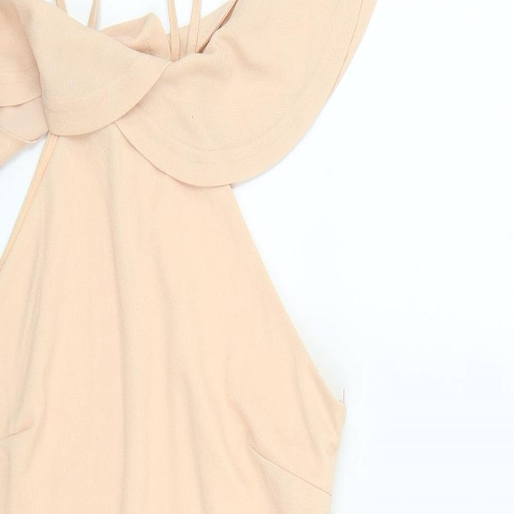 Pink Boutique Womens Pink Polyester A-Line Size 12 Off the Shoulder Zip
