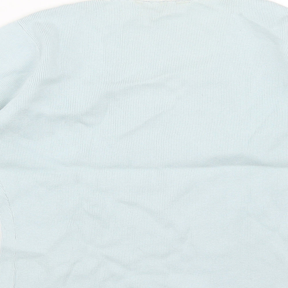 Dorothy Perkins Womens Blue Cotton Basic Button-Up Size 12 V-Neck