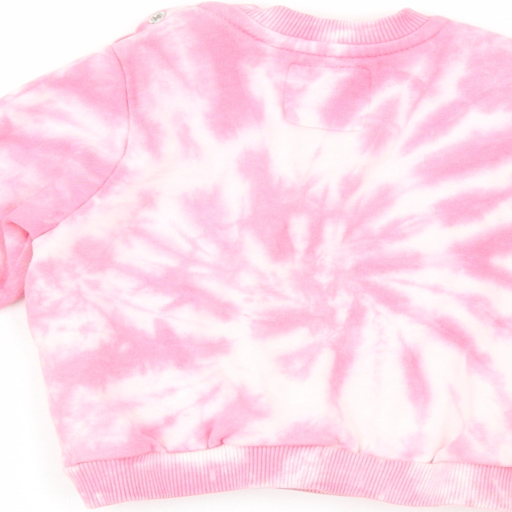 RESERVED Girls Pink 100% Cotton Pullover Jumper Size 6-9 Months - Be Happy and Smile