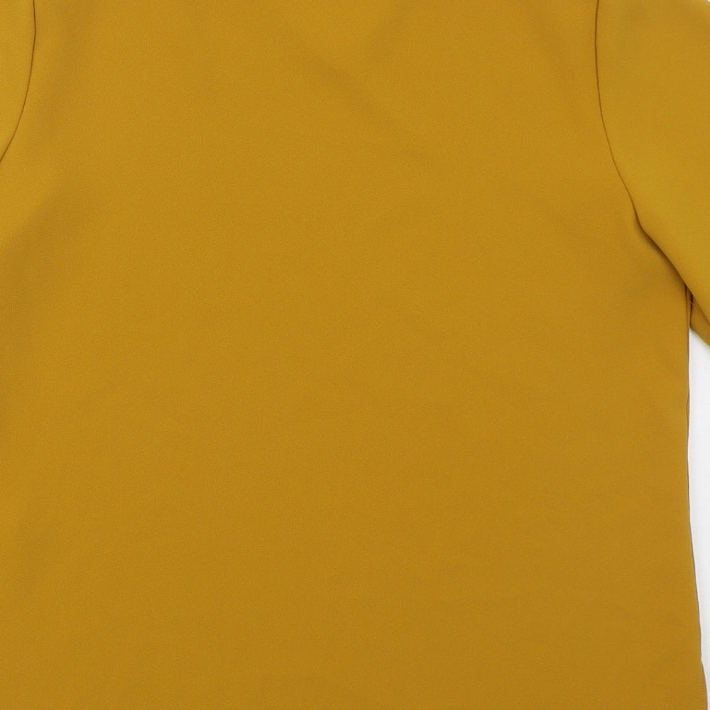 Zara Womens Yellow Polyester Basic Blouse Size S Round Neck - Mustard Yellow
