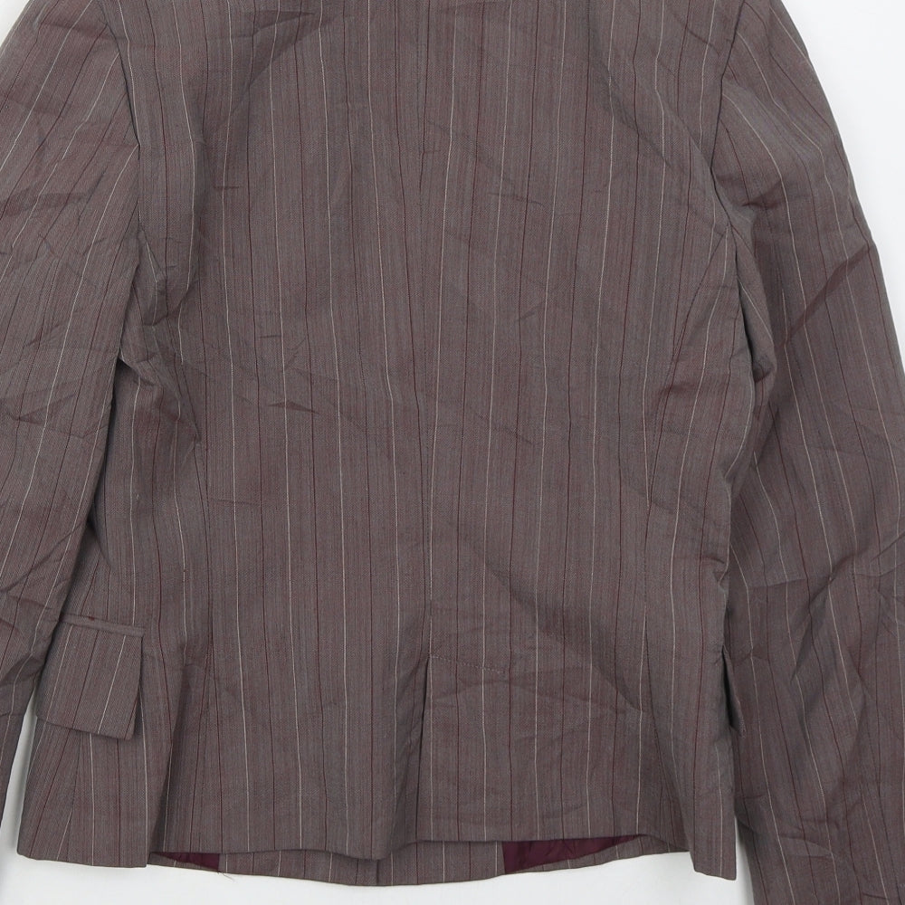 MNG Womens Purple Striped Polyester Jacket Suit Jacket Size 10