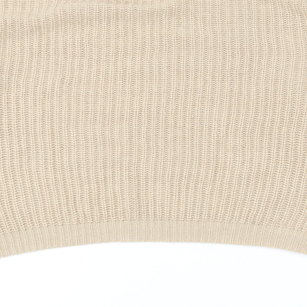 Missguided Womens Beige Boat Neck Acrylic Pullover Jumper Size 14