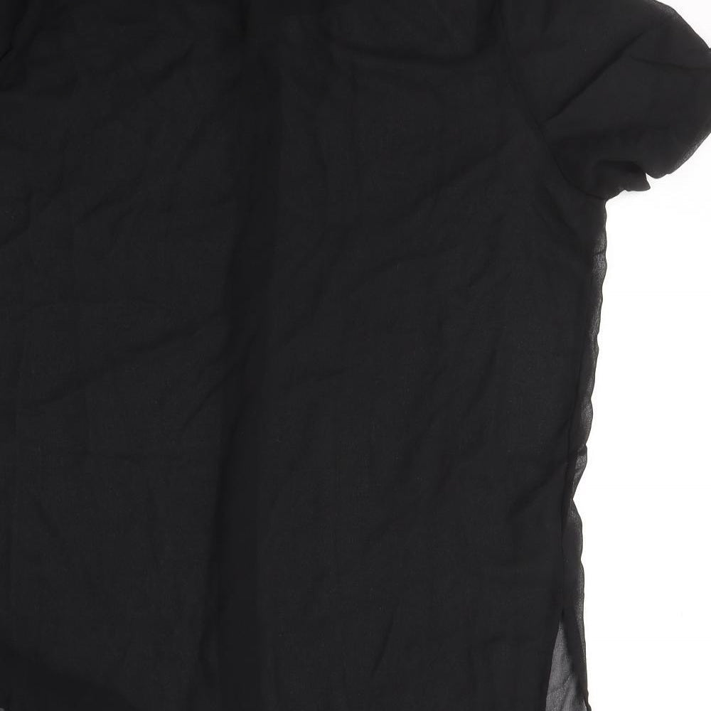 Resort Womens Black Polyester Basic Button-Up Size 18 Collared