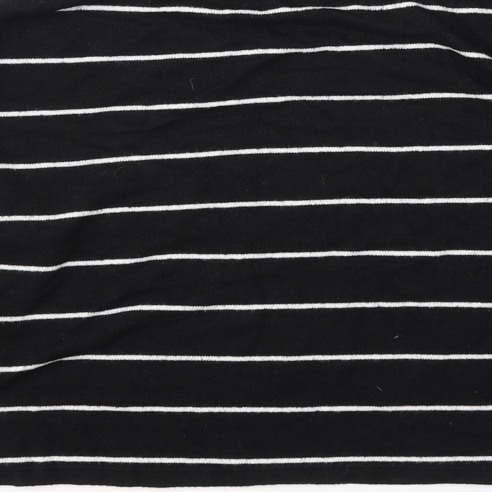 New Look Womens Black Round Neck Striped Acrylic Pullover Jumper Size M