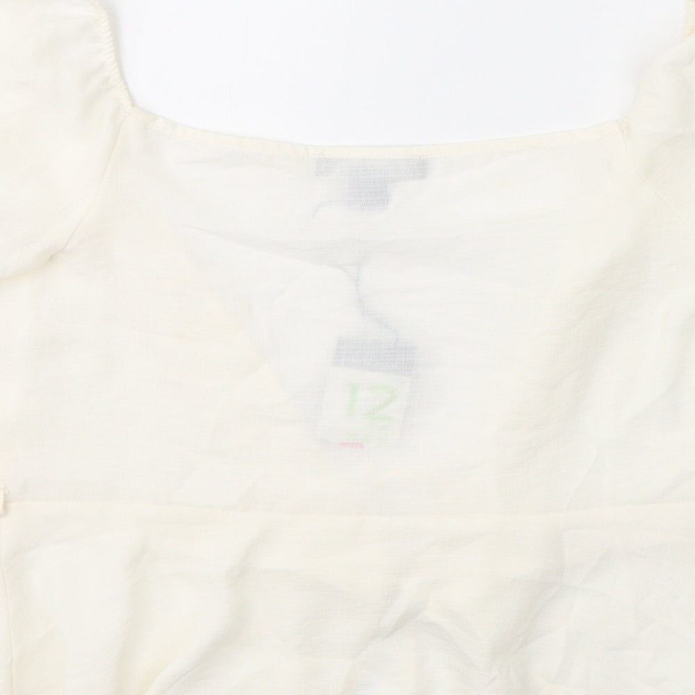 Primark Womens Ivory Viscose Basic Blouse Size 12 V-Neck